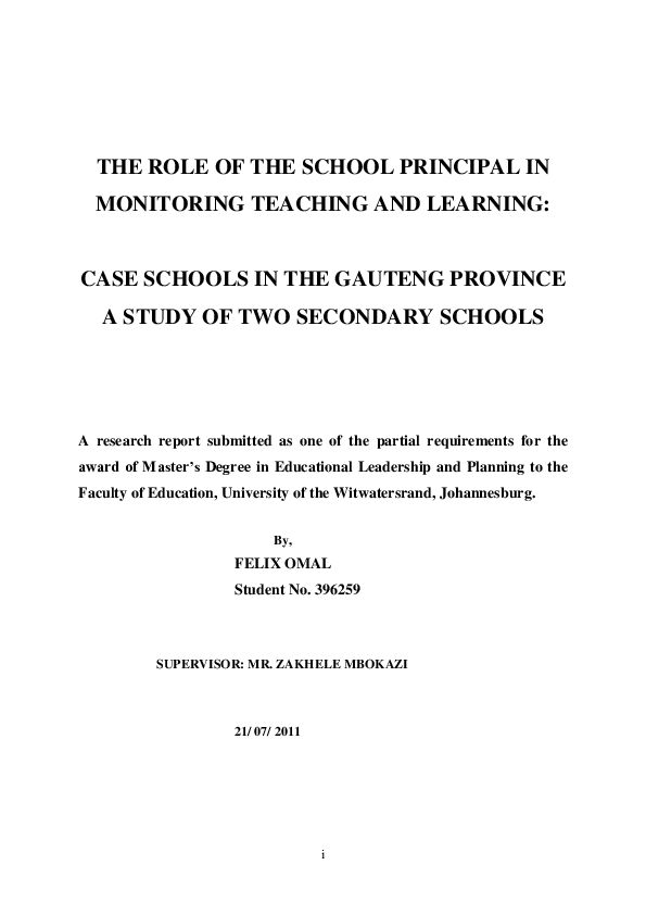 (PDF) The role of the school principal in monitoring teaching and ...