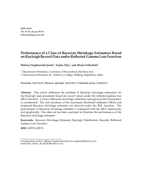 (PDF) Performance of a Class of Bayes Shrinkage Estimators Based on ...