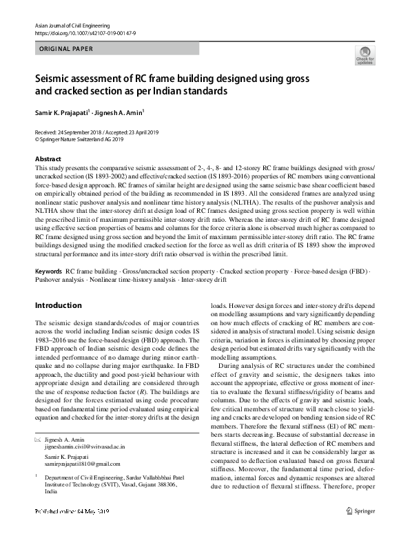 (PDF) Seismic assessment of RC frame building designed using gross and ...