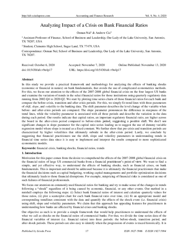(PDF) Analyzing Impact of a Crisis on Bank Financial Ratios