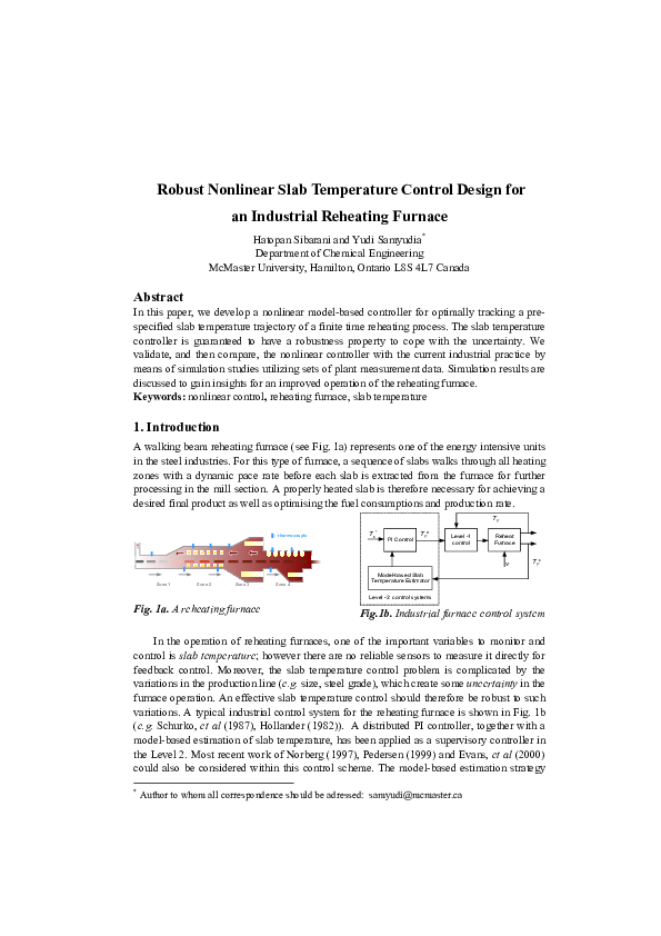(PDF) Robust nonlinear slab temperature control design for an ...