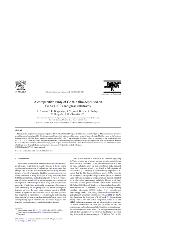 (PDF) A comparative study of Co thin film deposited on GaAs (100) and ...