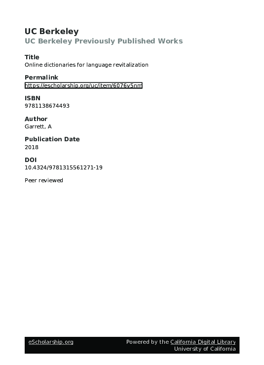 (PDF) The Routledge Handbook of Language Revitalization