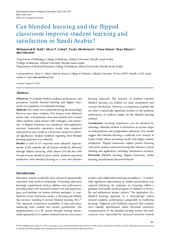 (PDF) Can blended learning and the flipped classroom improve student