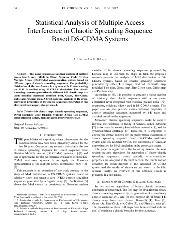 (PDF) Statistical analysis of multiple access interference in Rayleigh ...