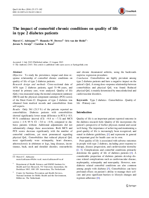 (PDF) The impact of comorbid chronic conditions on quality of life in ...