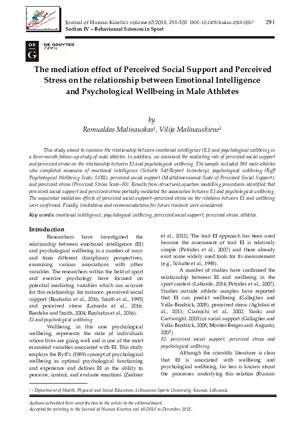 (PDF) The mediation effect of Perceived Social Support and Perceived ...