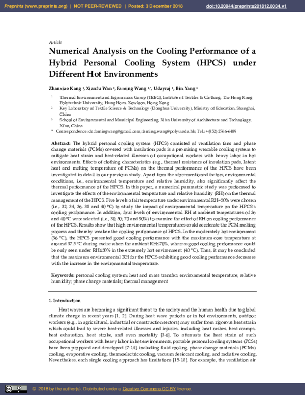 (PDF) Numerical Analysis on the Cooling Performance of a Hybrid ...
