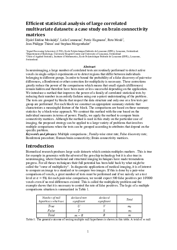 (PDF) Efficient statistical analysis of large correlated multivariate ...