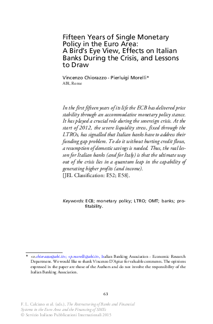 (PDF) Fifteen Years of Single Monetary Policy in the Euro Area
