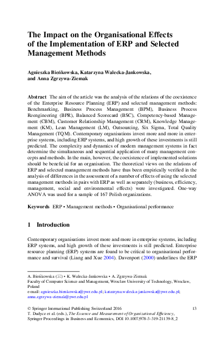 (PDF) The Impact on the Organisational Effects of the Implementation of ...