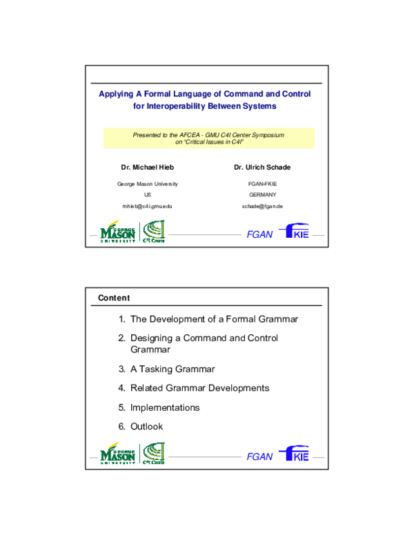 (PDF) Applying A Formal Language of Command and Control For ...