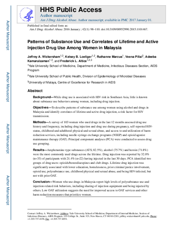 (PDF) Patterns of substance use and correlates of lifetime and active ...