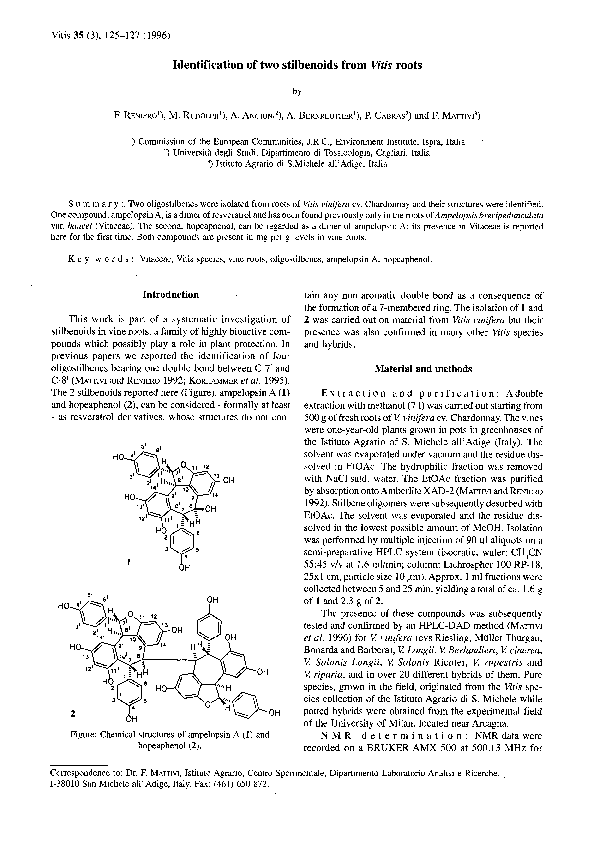 (PDF) Identification of two stilbenoids from Vitis roots