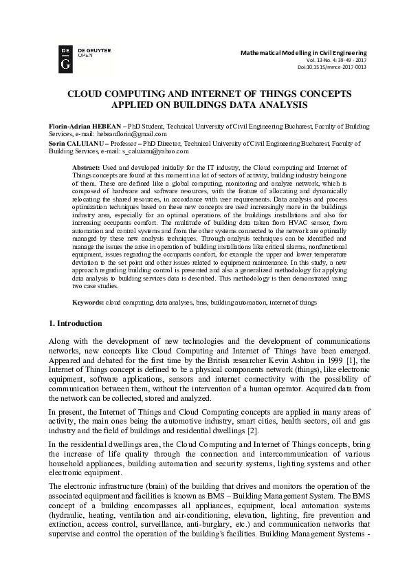 (PDF) Cloud Computing and Internet of Things Concepts Applied on ...