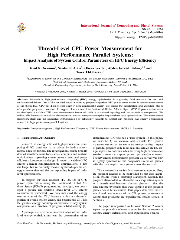 (PDF) Thread-Level CPU Power Measurement for High Performance Parallel ...