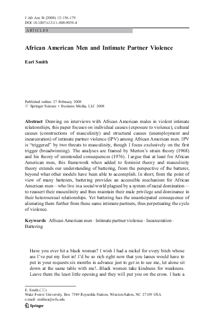 (PDF) African American Men and Intimate Partner Violence