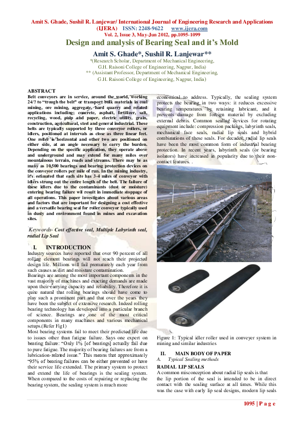 (PDF) Design and analysis of Bearing Seal and it ’ s Mold SushiL