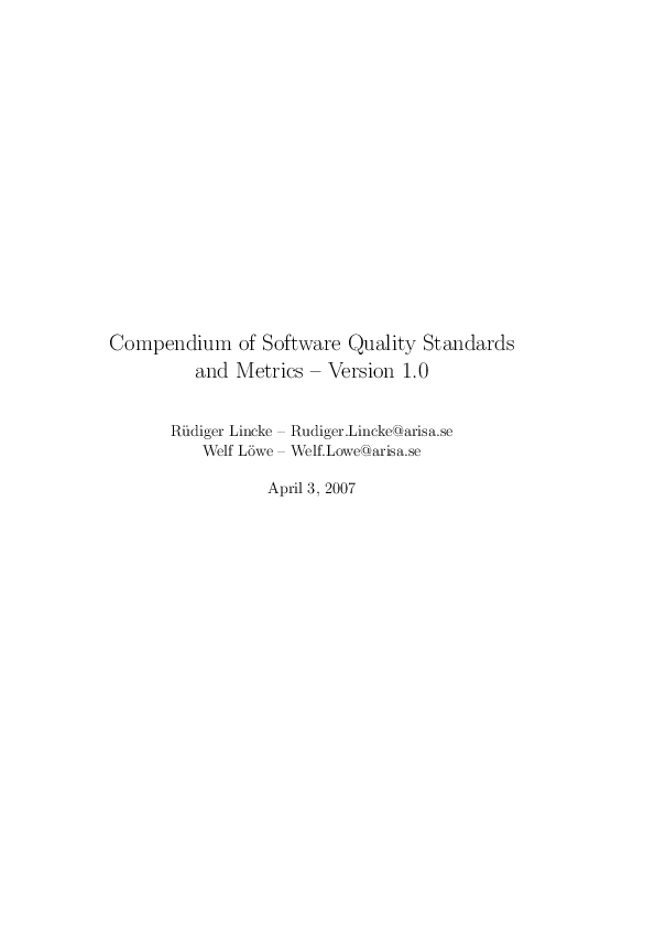 (PDF) Compendium of Software Quality Standards and Metrics - Version 1.0