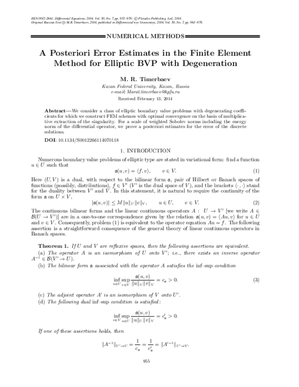 (PDF) A posteriori error estimates in finite element methods for ...