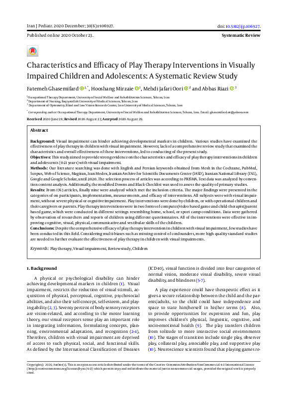(PDF) Characteristics and Efficacy of Play Therapy Interventions in ...