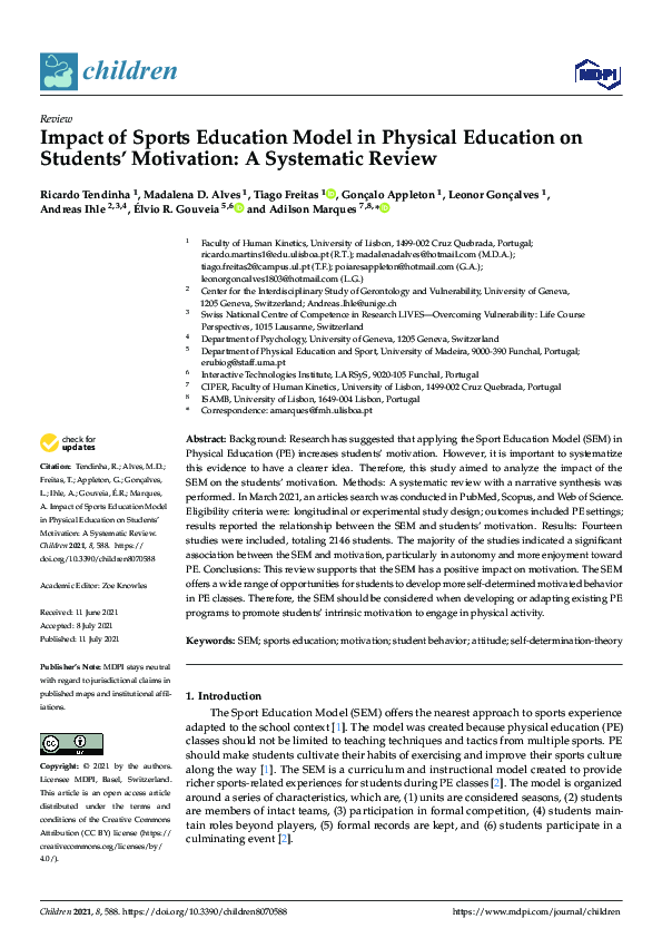(PDF) Impact of Sports Education Model in Physical Education on ...