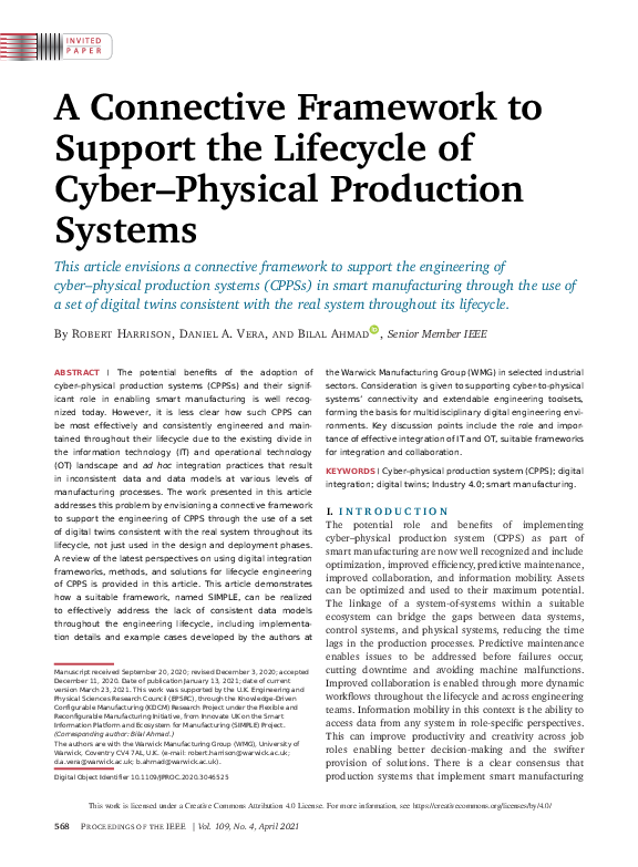 (PDF) A Connective Framework to Support the Lifecycle of Cyber–Physical ...