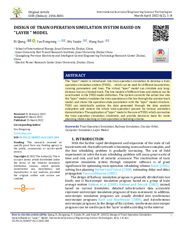 (PDF) DESIGN OF TRAIN OPERATION SIMULATION SYSTEM BASED ON "LAYER " MODEL