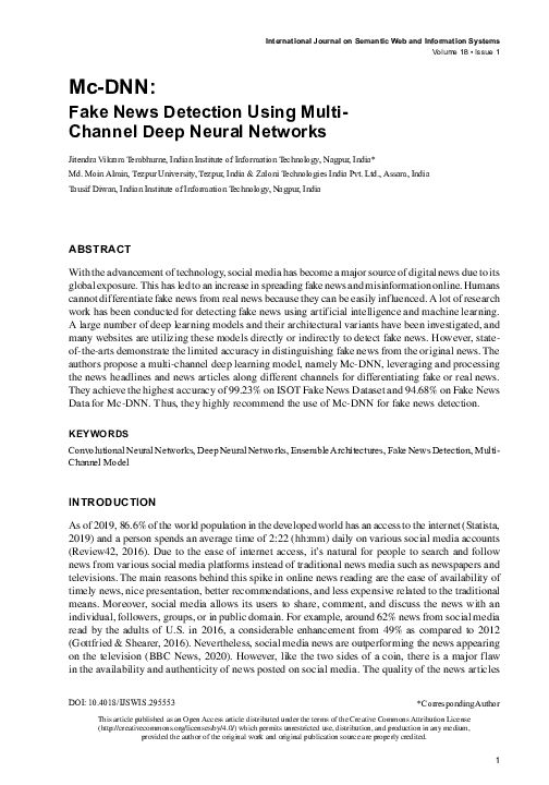 (PDF) Mc-DNN- Fake News Detection using Multi-channel Deep Neural Networks