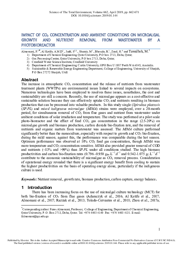 (PDF) Impact of CO2 concentration and ambient conditions on microalgal ...