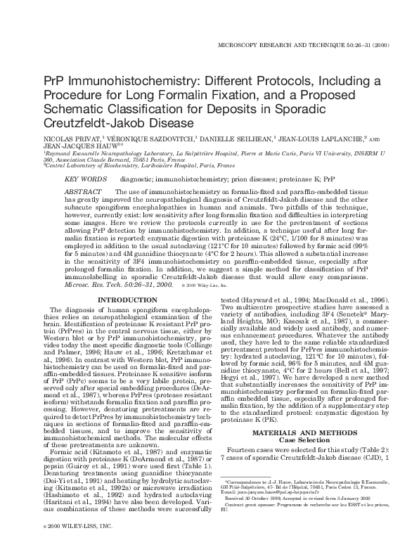 (PDF) PrP immunohistochemistry Different protocols, including a