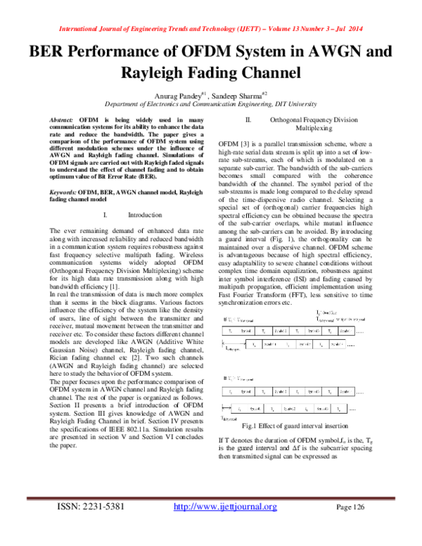 (PDF) BER Performance of OFDM System in AWGN and Rayleigh Fading Channel