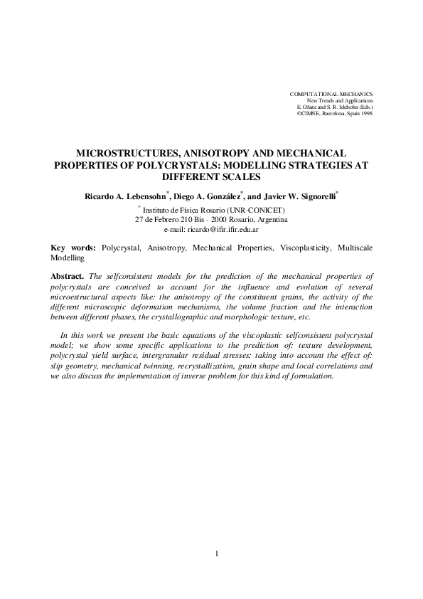 (PDF) Microstructures, anisotropy and mechanical properties of ...