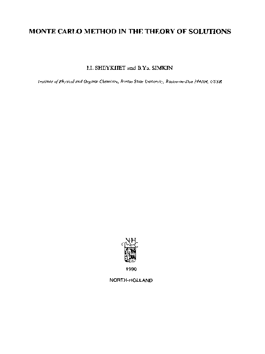 (PDF) Monte Carlo method in the theory of solutions