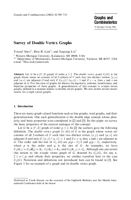 (PDF) Survey of Double Vertex Graphs