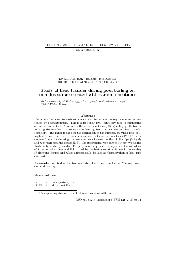 (PDF) Study of heat transfer during pool boiling on minifins surface ...
