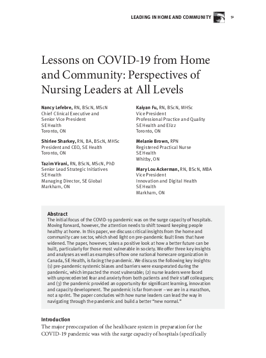 (PDF) Lessons on COVID-19 from Home and Community: Perspectives of ...