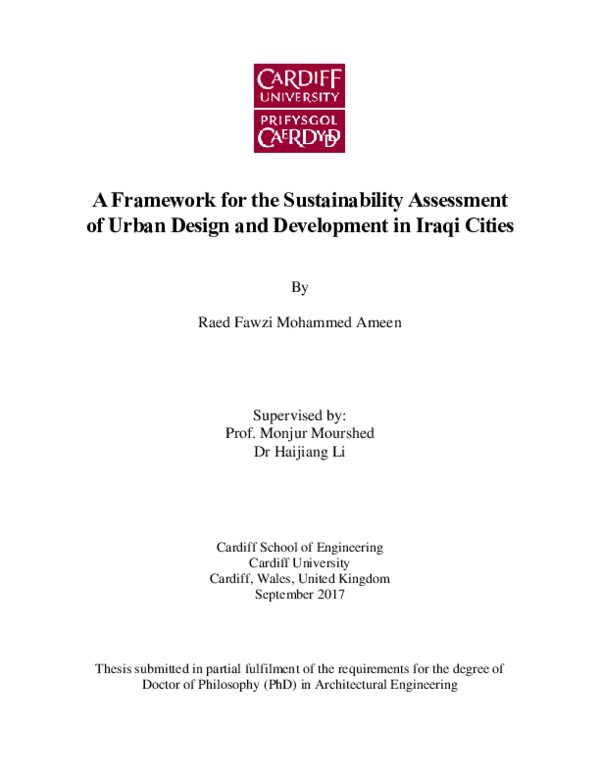 (PDF) A framework for the sustainability assessment of urban design and ...