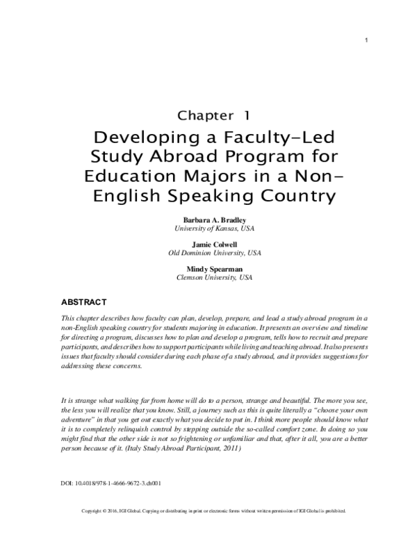 (PDF) Developing a Faculty-Led Study Abroad Program for Education ...