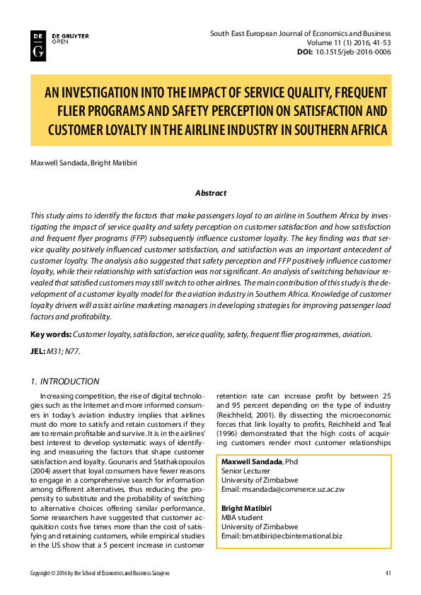 (PDF) An Investigation into the Impact of Service Quality, Frequent ...