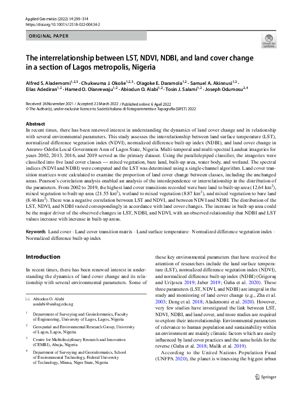 (PDF) The interrelationship between LST, NDVI, NDBI, and land cover ...