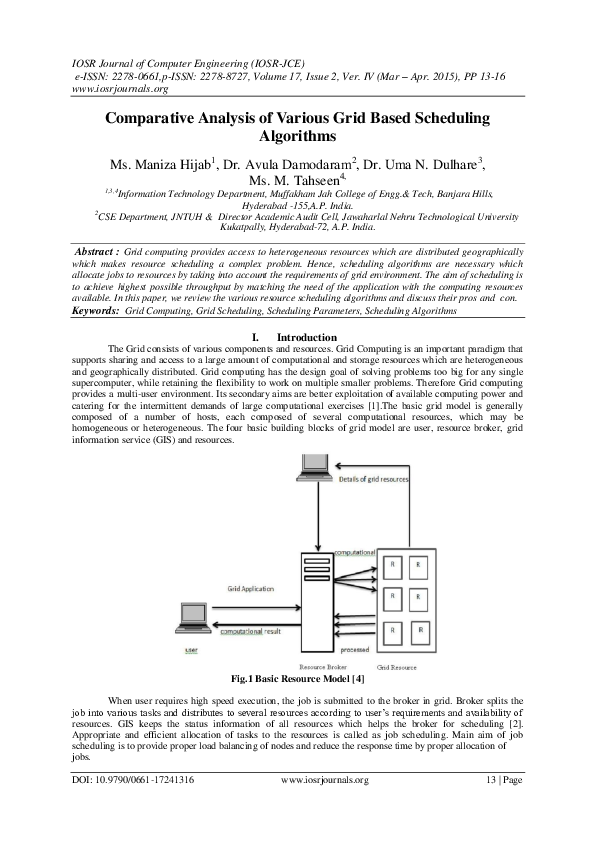 (PDF) Comparative Analysis of Various Grid Based Scheduling Algorithms
