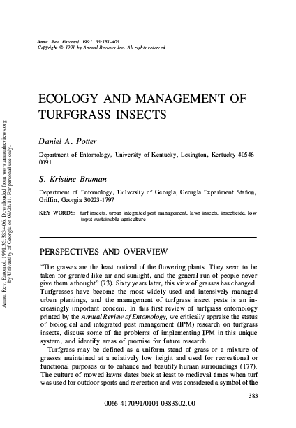 (PDF) Ecology and Management of Turfgrass Insects
