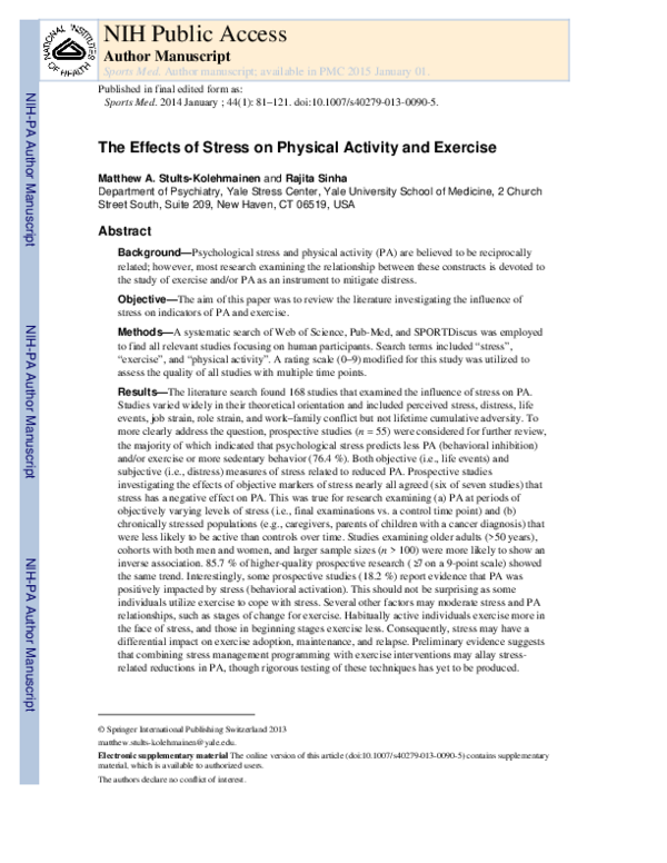 (PDF) The Effects of Stress on Physical Activity and Exercise