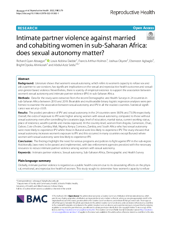 (PDF) Intimate partner violence against married and cohabiting women in ...