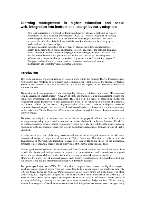 (PDF) Learning Management in Higher Education and Social Web ...