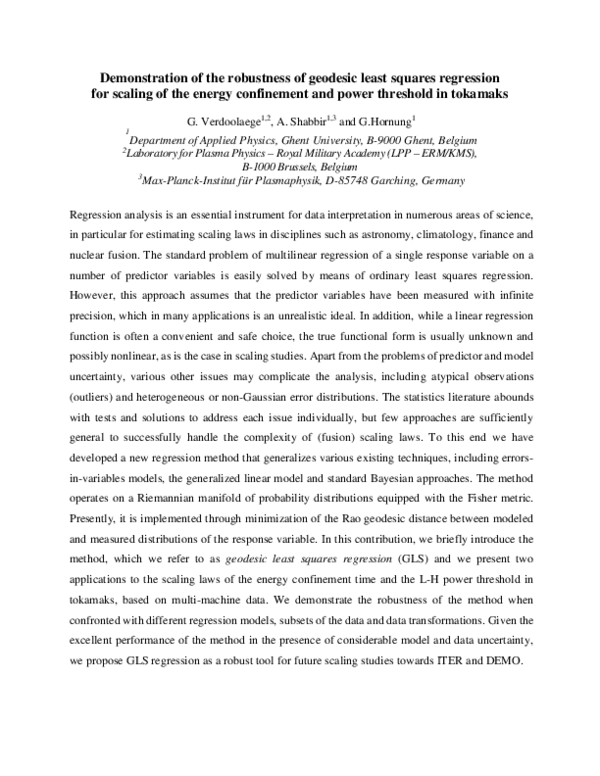 (PDF) Demonstration of the robustness of geodesic least squares ...