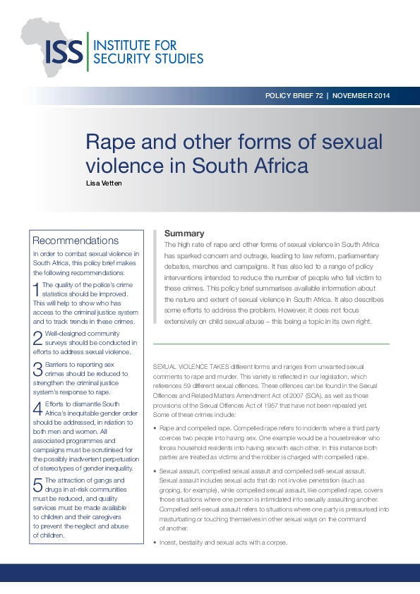 (PDF) Rape and other forms of sexual violence in South Africa