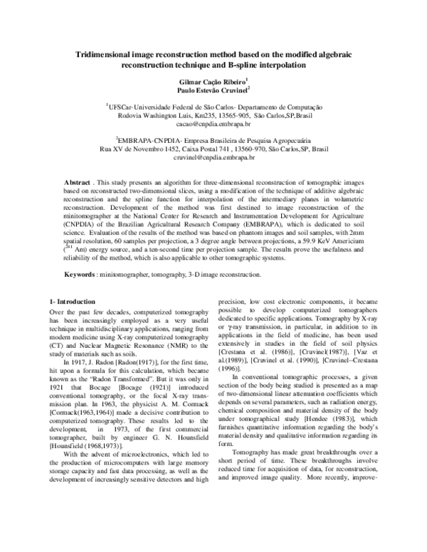 (PDF) Tridimensional image reconstruction method based on the modified ...