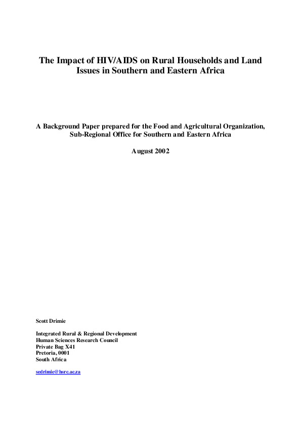 (PDF) The impact of HIV/AIDS on rural households and land issues in ...